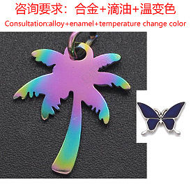 Pendentifs en alliage, avec l'émail, changement de couleur de température, cocotier