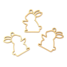 Ion Plating(IP) 316L Surgical Stainless Steel Pendants, Laser Cut, Rabbit Charm
