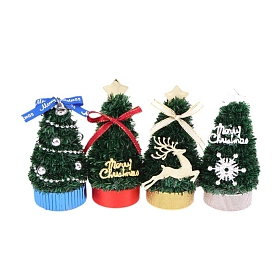 Mini PET Plastic Christmas Trees Model, Micro Landscape Dollhouse Accessories, Pretending Prop Decorations