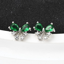 Латунные микро проложить серьги стержня кубического циркония, бантом