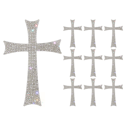 10шт. Стразы для горячей фиксации из смолы, термоклей на спине, горный хрусталь, крестик