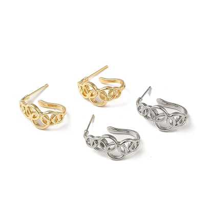 Brass Ring Stud Earrings, Half Hoop Earrings