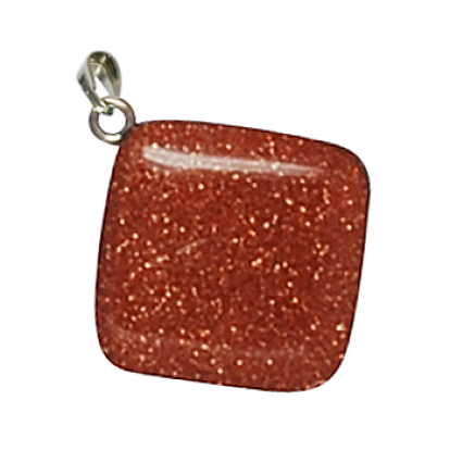 Gemstone Pendants, with Brass Clasps, Mixed Stone, Rhombus, 29x25x5mm, Hole: 6x2mm, 12pcs/box