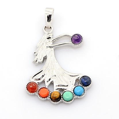 Chakra cru pendentifs bijoux de pierres précieuses, avec les accessoires en alliage, danseur, platine