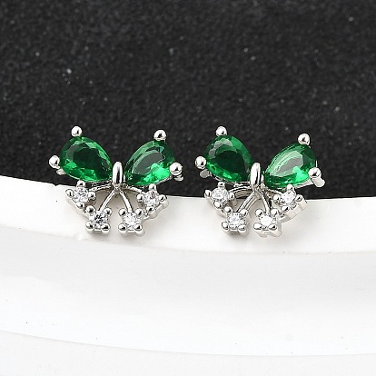 Латунные микро проложить серьги стержня кубического циркония, бантом