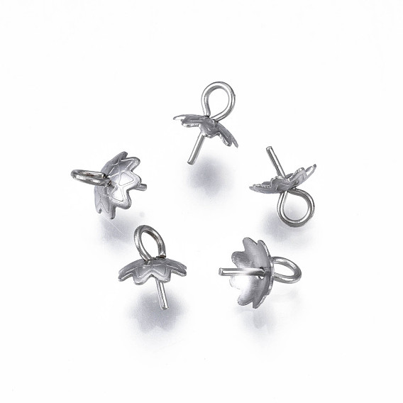304 подвески из нержавеющей стали, за половину пробурено бисера, цветок