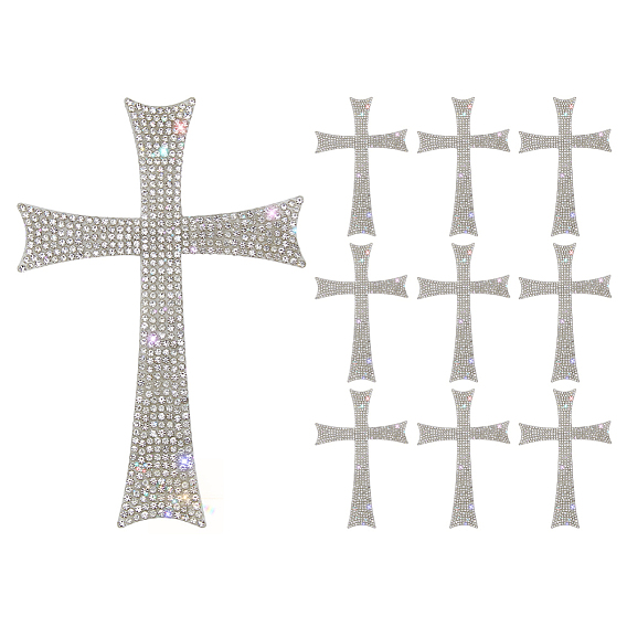 10шт. Стразы для горячей фиксации из смолы, термоклей на спине, горный хрусталь, крестик