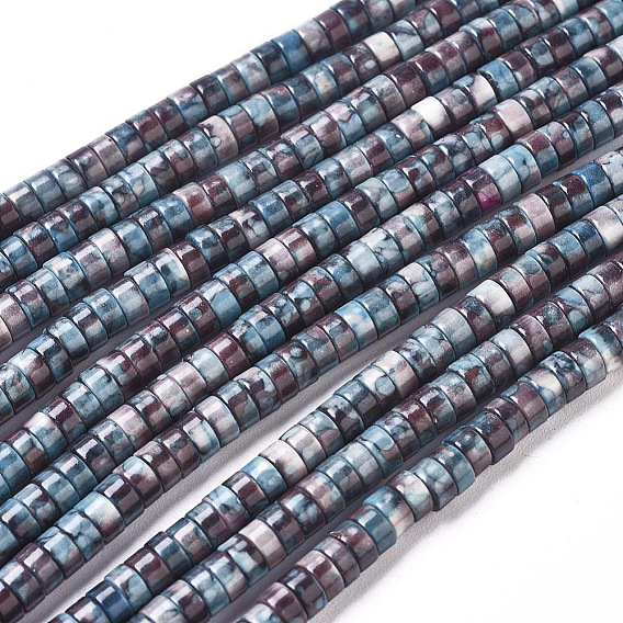 Океан Природный белого нефрита бисер нитей, Heishi бусы, окрашенные, Плоский круглый / диск