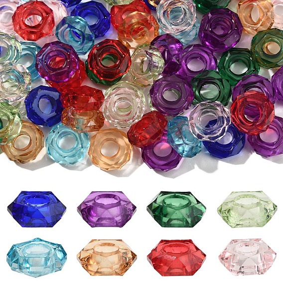 80 шт 8 цвета эпоксидной смолы европейские бусины, бусины с большим отверстием, пончик, граненые