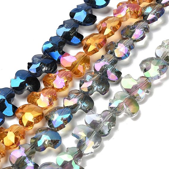 Стеклянные бусины с гальваническим покрытием , утка, граненые