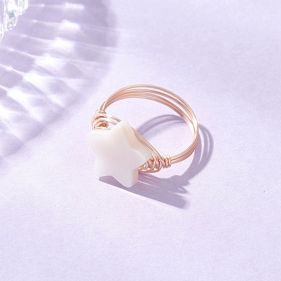 Натуральные кольца перста, с золотой экологичной медной проволокой