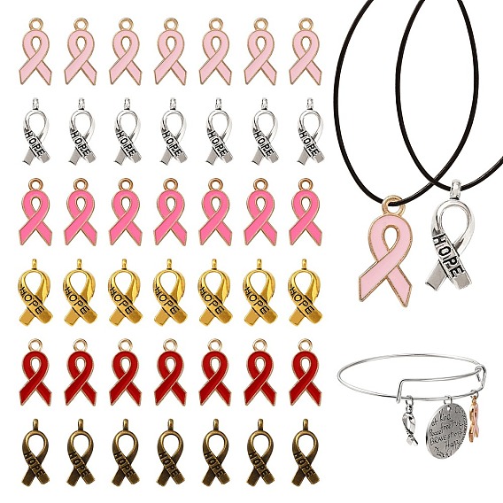 120 шт. 6 стильные подвески из сплава и эмали, Форма ленты осведомленности