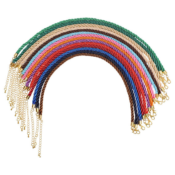 14 шт. 14 стили полиэстеровый плетеный круглый шнур для изготовления ожерелий, с латунной фурнитурой , золотые