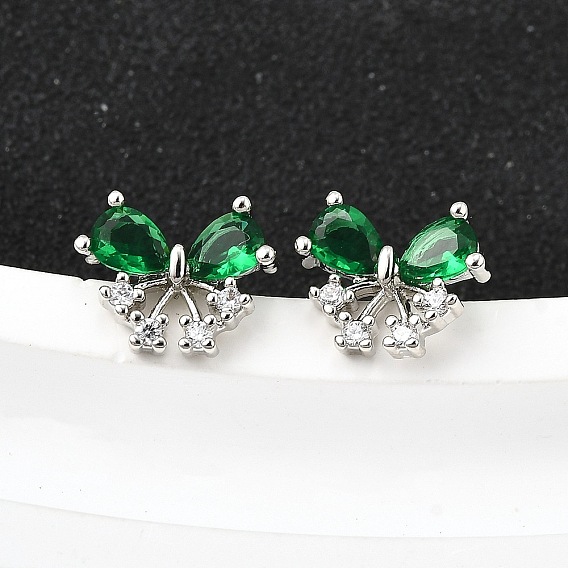 Латунные микро проложить серьги стержня кубического циркония, бантом