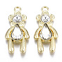 Rack Plating Alloy Pendants, with Glass, Cadmium Free & Lead Free, Bear