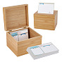 1cajas de madera de bambú para pc, cajas con tapa abatible, Rectángulo, 50Tarjetas de recetas de cocina rectangulares de piezas