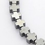 Electroplate Non-magnetic Synthetic Hematite Beads Strands, Cross, 4x4x2mm, Hole: 0.5mm, about 94pcs/strand, 15.7 inch