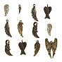 Tibetan Style Alloy Pendants, Wing, 16~55x5~30x2~4.5mm, Hole: 1~4mm