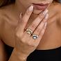 304 Stainless Steel Pave Cubic Zirconia Finger Rings, Crown