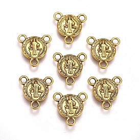 Tibetan Style Alloy Chandelier Components Links, Cadmium Free & Lead Free, Flat Round, 13x13x1.5mm, Hole: 2mm, about 1750pcs/1000g