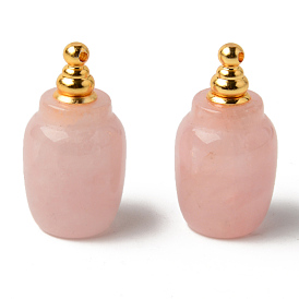 Colgantes de botella de perfume que se pueden abrir con piedras preciosas naturales, con fornituras de latón