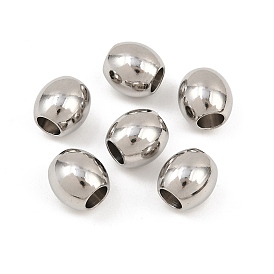 304 из нержавеющей стали европейские шарики, баррель, бусины с большим отверстием, 10x10 мм, отверстие : 5 мм