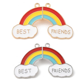 Сплав разноцветные эмалевые разделенные подвески, радужные чары лучшего друга, с магнитным