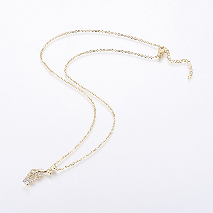 304 из нержавеющей стали цепи ожерелья, с латунными микропроволочными кубическими циркониевыми подвесками, лист