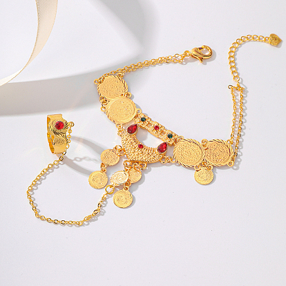 Элегантные классические медные позолоченные женские браслеты на пальцы, со стразами