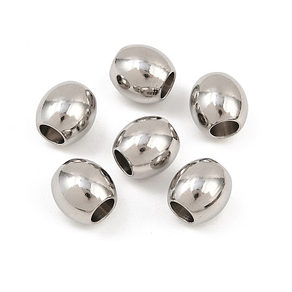 304 из нержавеющей стали европейские шарики, баррель, бусины с большим отверстием, 10x10 мм, отверстие : 5 мм