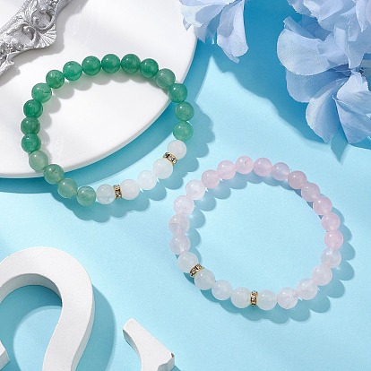 2шт. браслеты из натуральных смешанных драгоценных камней с бусинами для женщин