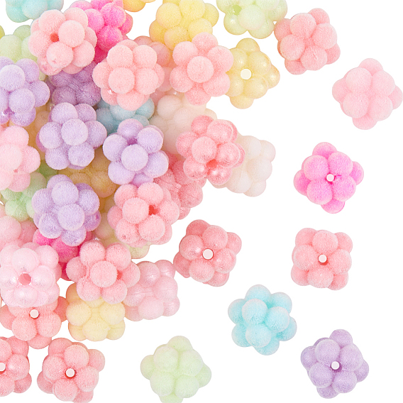 50шт. бархатистых непрозрачных акриловых бусин, Берри бисера, круглые