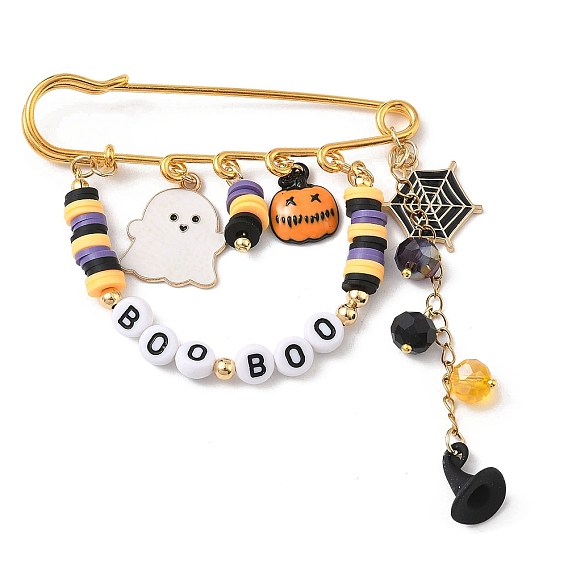 Броши-подвески из сплава эмали, стекла и полимерной глины на тему Хэллоуина, железа килт контакты