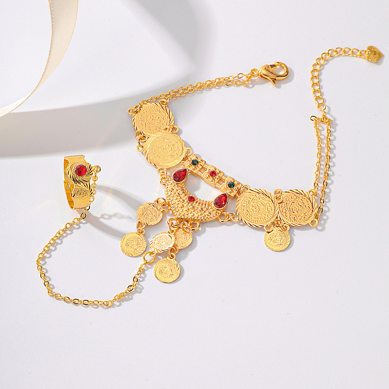 Элегантные классические медные позолоченные женские браслеты на пальцы, со стразами