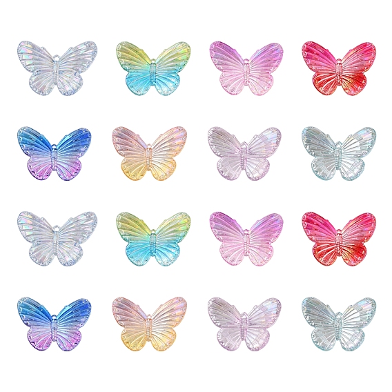 40шт 8 цвета гальванические прозрачные акриловые подвески, AB цвет, бабочка