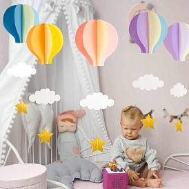 Бумажный шар, облака и звезды, висящие на лентах, для мерцающего фона стены своими руками, праздничное и праздничное оформление