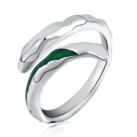 925 винтажное открытое кольцо-манжета из стерлингового серебра с зеленой эмалью для женщин