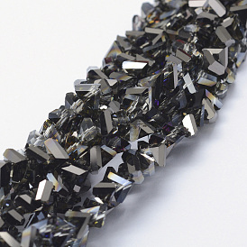 Стеклянные бусины с гальваническим покрытием , с половиным покрытием цвета радуги, треугольные, граненые