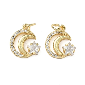 Латунные микро проложить кубического циркония прелести, стойки покрытие, Луна и звезды, без свинца и без кадмия, долговечный, с целью перехода в кольце