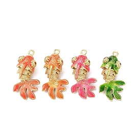 Латунные микро проложить кубического циркония подвески, рыба, реальный 18 k позолоченный, с эмалью, без кадмия и без свинца, стойки покрытие, долговечный