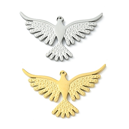 304 pendentifs de polissage manuel en acier inoxydable, charme d'oiseau