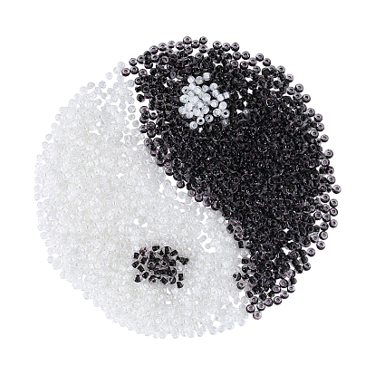 7000 шт. 2 цветов, круглые стеклянные бусины класса А, прозрачные цвета внутри, блеск покрытием