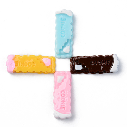 Resin Cabochons, Imitation Food, Opaque, Cookie, with Words Cookie