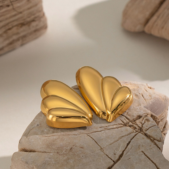 304 Pendientes de botón con forma de alas de mariposa de acero inoxidable para mujer