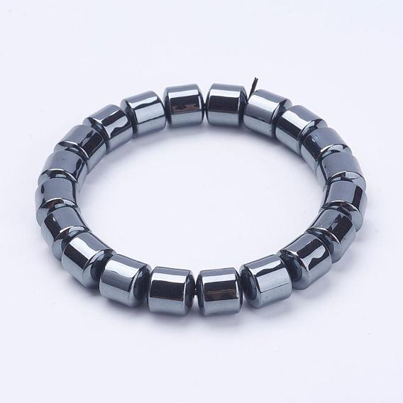 Non-Magnetic Synthetic Hematite Stretch Bracelets, Faceted Round Bracelets