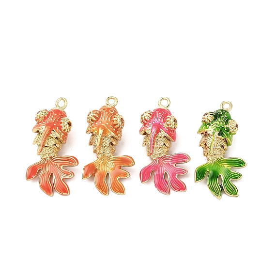 Латунные микро проложить кубического циркония подвески, рыба, реальный 18 k позолоченный, с эмалью, без кадмия и без свинца, стойки покрытие, долговечный