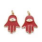 Messing micro pave klare zirkonia anhänger, mit Emaille & Biegeringen, langlebig überzogen, für die Religion, golden, Hamsa Hand