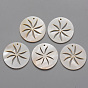 Natural Freshwater Shell Pendants, Flat Round with Hollow Windmill