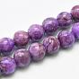 Natural Marble Beads Strands, Round, Dyed & Heated