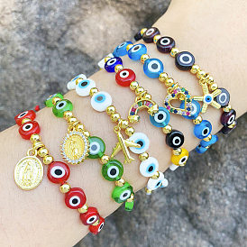 Bohemian Ethnic Style Devil Eye Bracelet with Rainbow Pendant